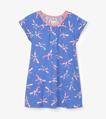 Dazzling Dragonflies Tee Shirt Dress - Granda Sky