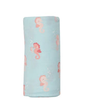 Load image into Gallery viewer, BABY PINK SEAHORSES Swaddle Blanket