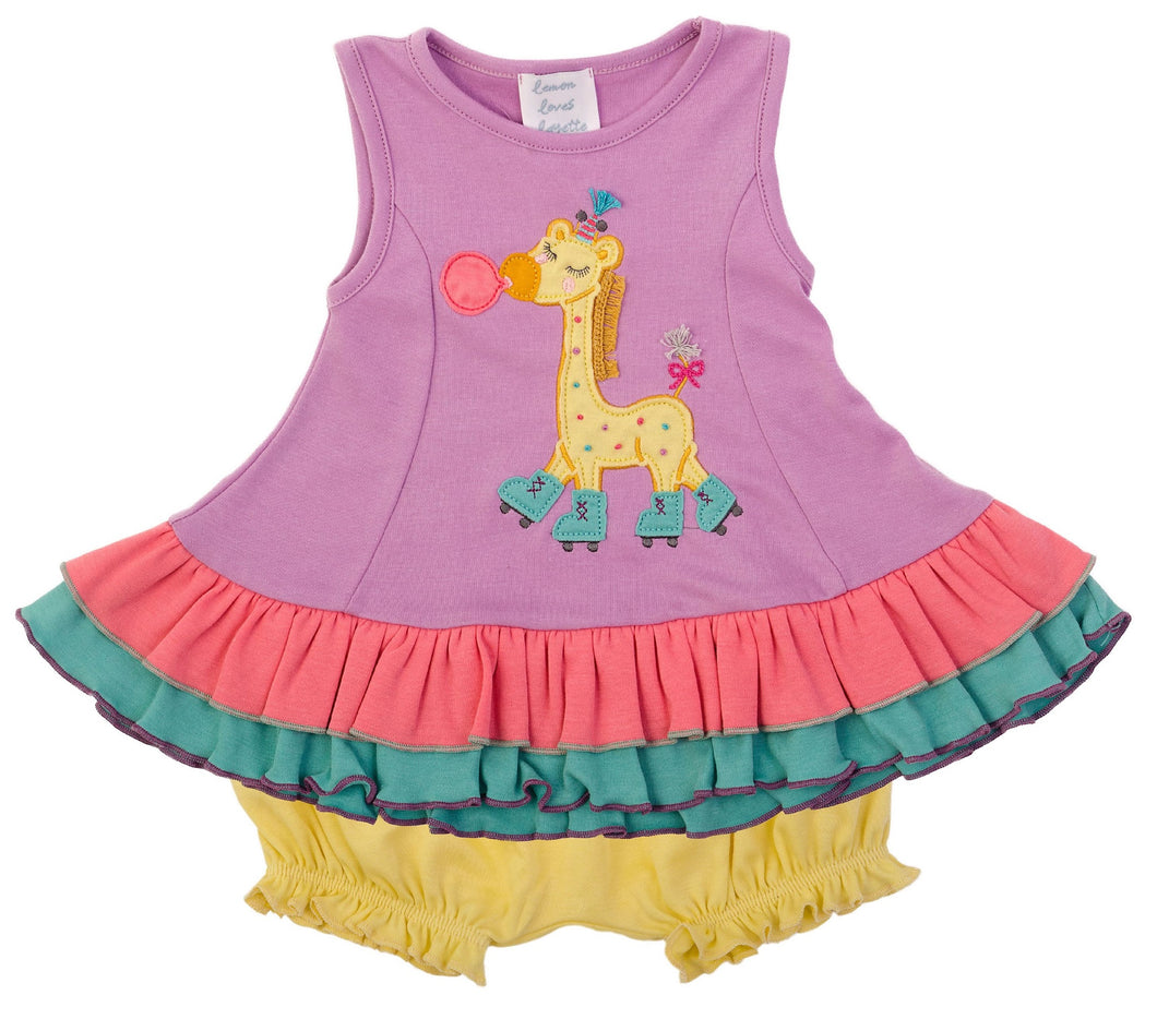 Lil Giraffe Roller Skate Dress Set Violet Tulle