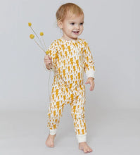 Load image into Gallery viewer, Baby Organic Romper - Mineral Yellow Lightening Bolt