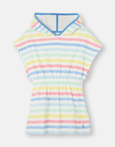 Beach Towelling Cover Up - White Multi Stripe