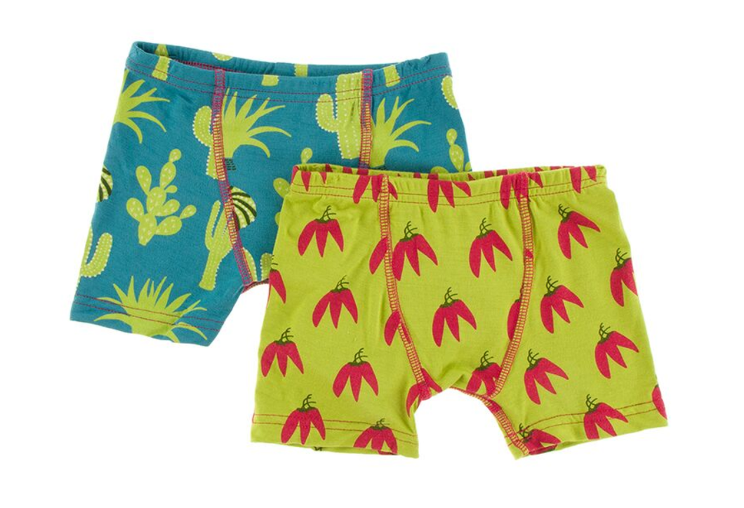 Boxer Briefs Set of 2 - Seagrass Cactus and Meadow Chili Peppers