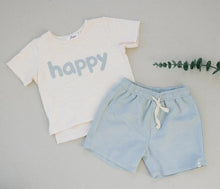 Load image into Gallery viewer, oh baby! Boys Cotton Terry Track Short-Mist Blue