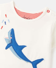 Load image into Gallery viewer, Byron Organically Grown Cotton Jersey Applique Set - White Shark