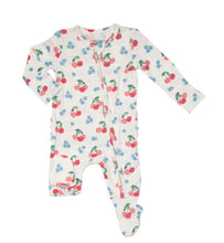 Load image into Gallery viewer, CHERRIES 2-Way Ruffle Back Zipper Footie
