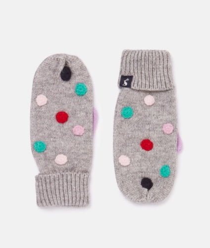 Caldwell Luxe Pompom Mittens - Grey Marl