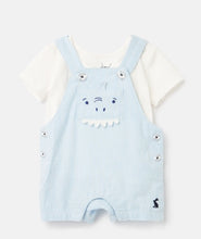 Load image into Gallery viewer, Duncan Luxe Dungaree Set - Blue Stripe Shark