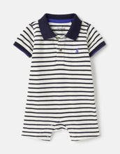 Load image into Gallery viewer, Filbert Pique Polo Romper - WHTNVYSTRP
