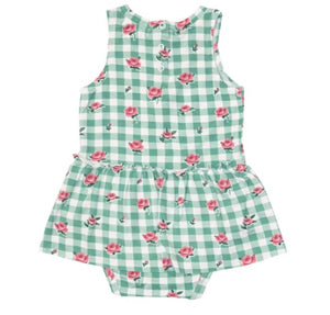 GINGHAM ROSES Bodysuit W/ Skirt