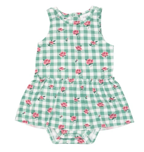 GINGHAM ROSES Bodysuit W/ Skirt