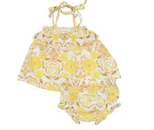 Load image into Gallery viewer, GOLDEN SURF FLORAL Ruffle Top &amp; Bloomer