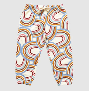 Girls Organic Sweatpants - Antique White Rainbows