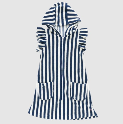 Girls Terry Coverup - Ocean Stripe