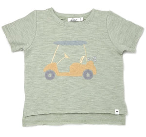 oh baby! Golf Cart Terry Appl Slub Raw - Edge Tee-Sage Heather