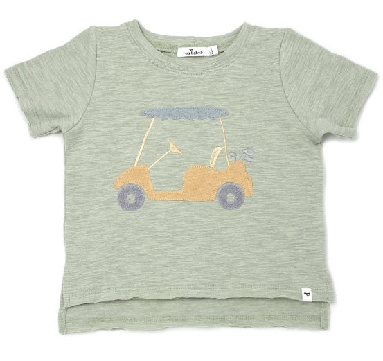 oh baby! Golf Cart Terry Appl Slub Raw - Edge Tee-Sage Heather
