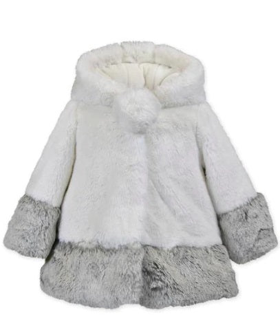 Hood Contrast Coat Snow Rabbit