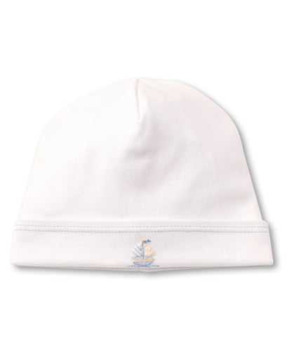 Premier Brigantine Hat w/ Hand EMB - White/Lt Blue