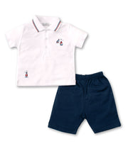 Load image into Gallery viewer, Seaside Surprise Bermuda Set - White/Navy