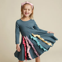 Load image into Gallery viewer, Rainbow Cascade Dress - Orion Blue