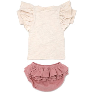oh baby! Ladybug SANDH Bttrfly Slub Tee - Rffl Terry Tushie-Blush