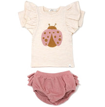 Load image into Gallery viewer, oh baby! Ladybug SANDH Bttrfly Slub Tee - Rffl Terry Tushie-Blush