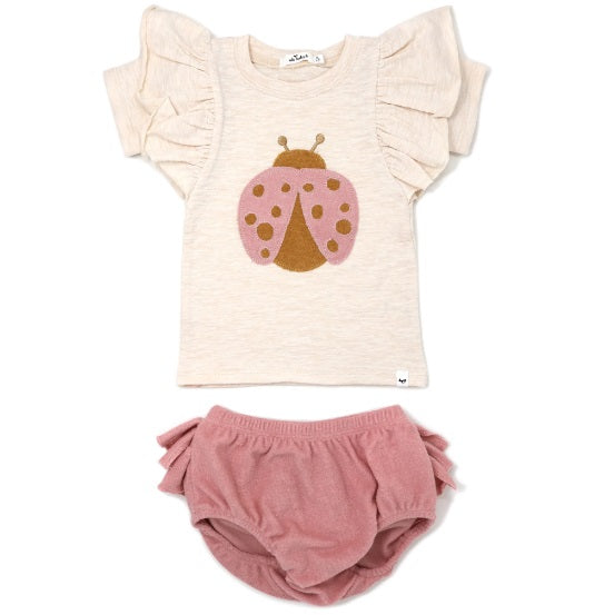 oh baby! Ladybug SANDH Bttrfly Slub Tee - Rffl Terry Tushie-Blush