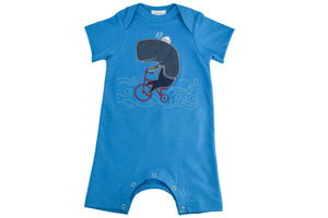 Whale Sailor Romper - Blue