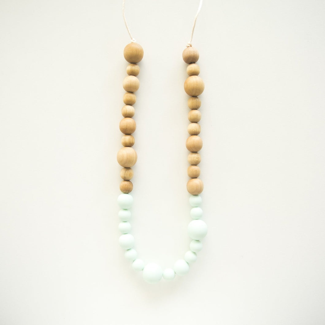 Leia Wood + Silicone Teething Necklace - Mint