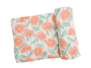 Marigold Garden Swaddle Blanket Orange Multi