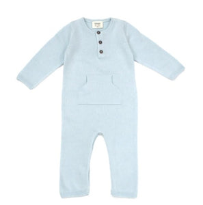 Milan Knit Kangaroo Pocket Coverall -Sky Blue