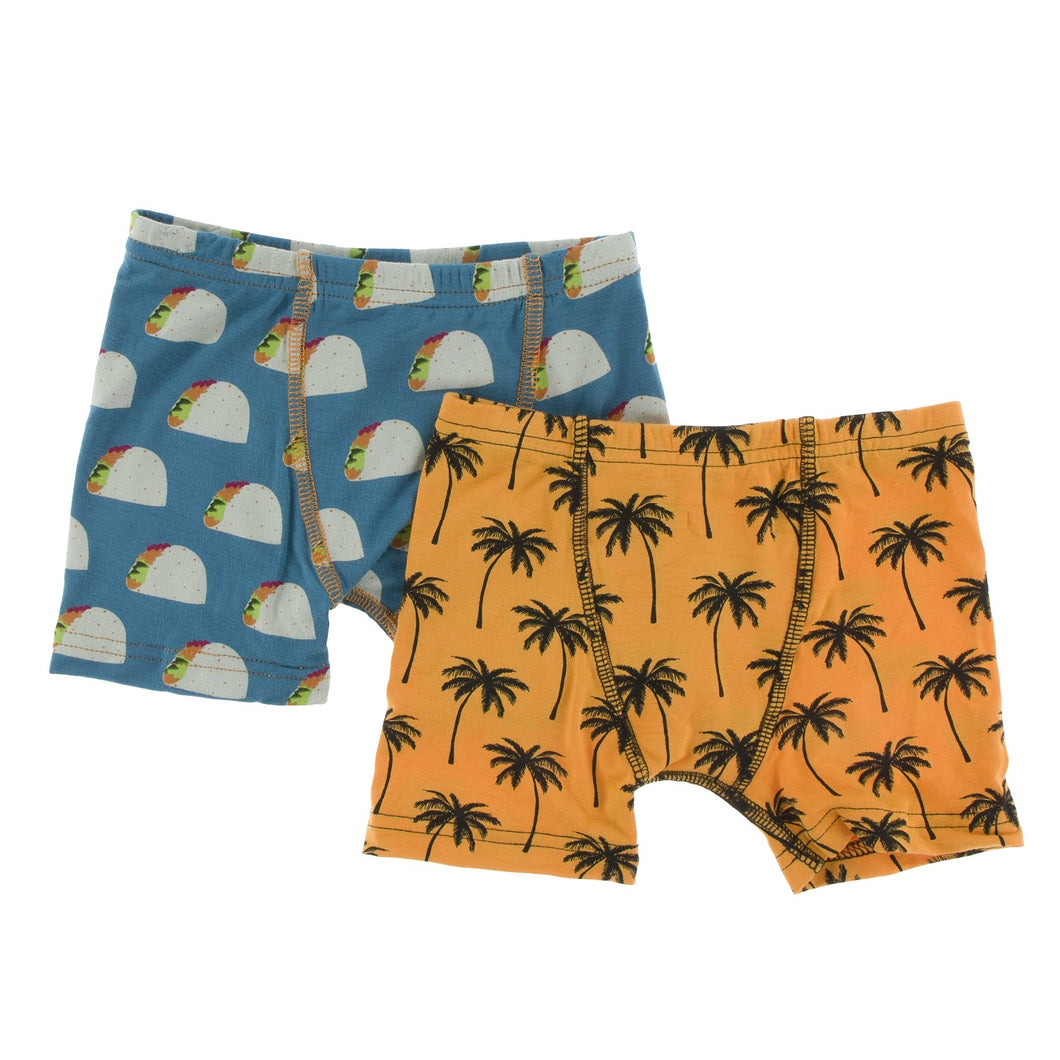 Boxer Briefs Set of 2 - Seagrass Tacos and Apricot Palm Trees