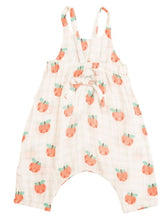 Load image into Gallery viewer, Plaid Peaches Tie Back Romper Tropical Peach