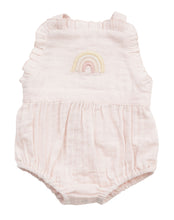 Load image into Gallery viewer, Rainbow Muslin Overall Ruffle Bubble Romper