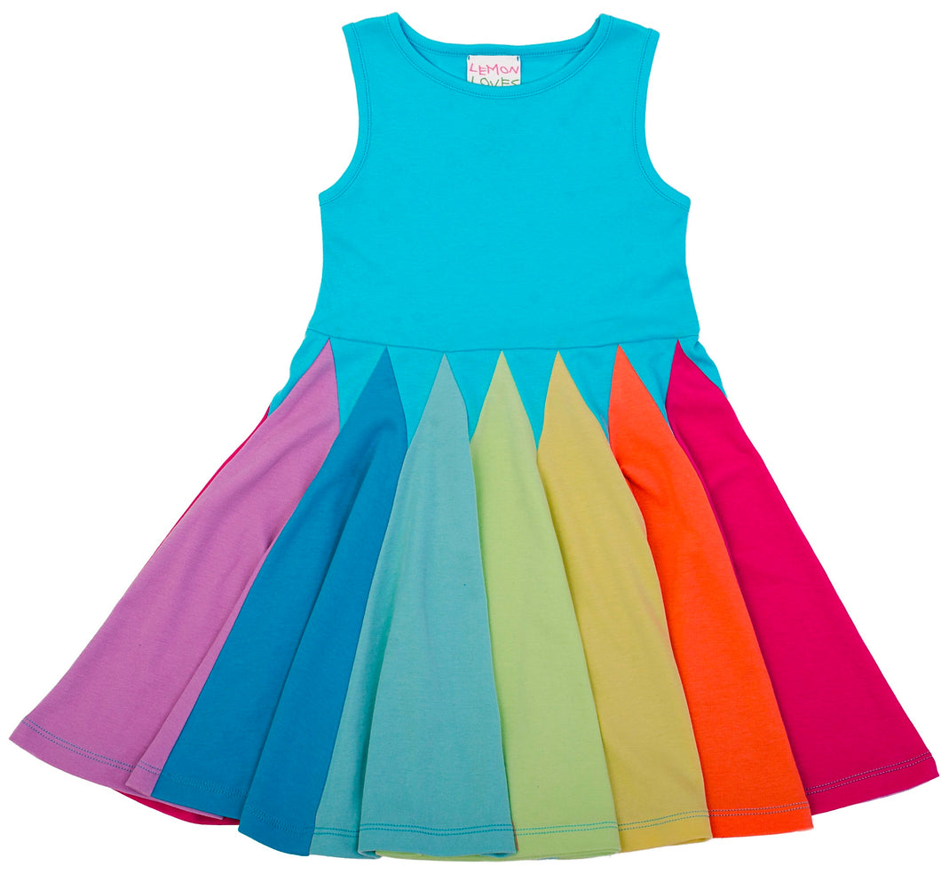 Rainbow Twirl Dress Blue Radiance