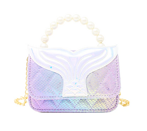 Mermaid Tail Pearl Handle Bag - Purple