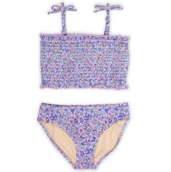 Smocked Bikini - Purple Ditsy Floral