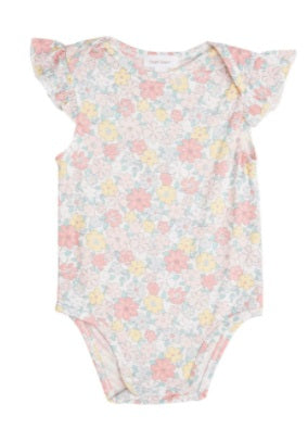 Sweet Ditsy Ruffle Slv Onesie Pale Pink