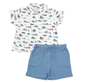 TROPICAL OCEAN FISH Polo Shirt & Short Set