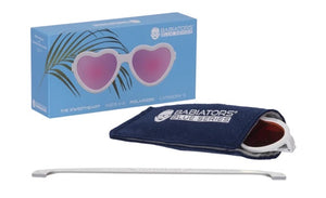The Sweetheart - Wicked White Heart Shaped With Polarized Pink Mirror Lens