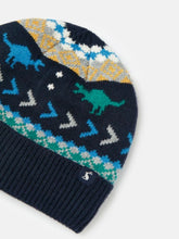 Load image into Gallery viewer, Toasty Hat Fairisle Hat - Navy Dino