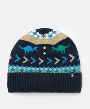 Load image into Gallery viewer, Toasty Hat Fairisle Hat - Navy Dino