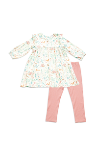 Woodland Floral Ruffle Slv Dress & Legging