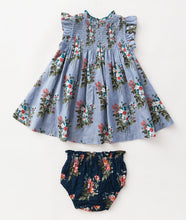 Load image into Gallery viewer, Stevie Dress Set - Faded Blue Franken Floral