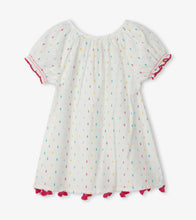 Load image into Gallery viewer, Rainbow Swiss Dot Baby Notched Neck Dress - White