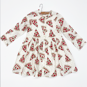 Girls Autumn Dress - Pizza Party