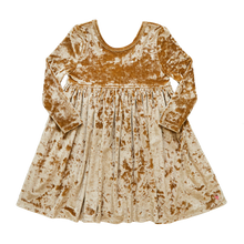 Load image into Gallery viewer, Girls Steph Dress - Crushed Gold Velvet