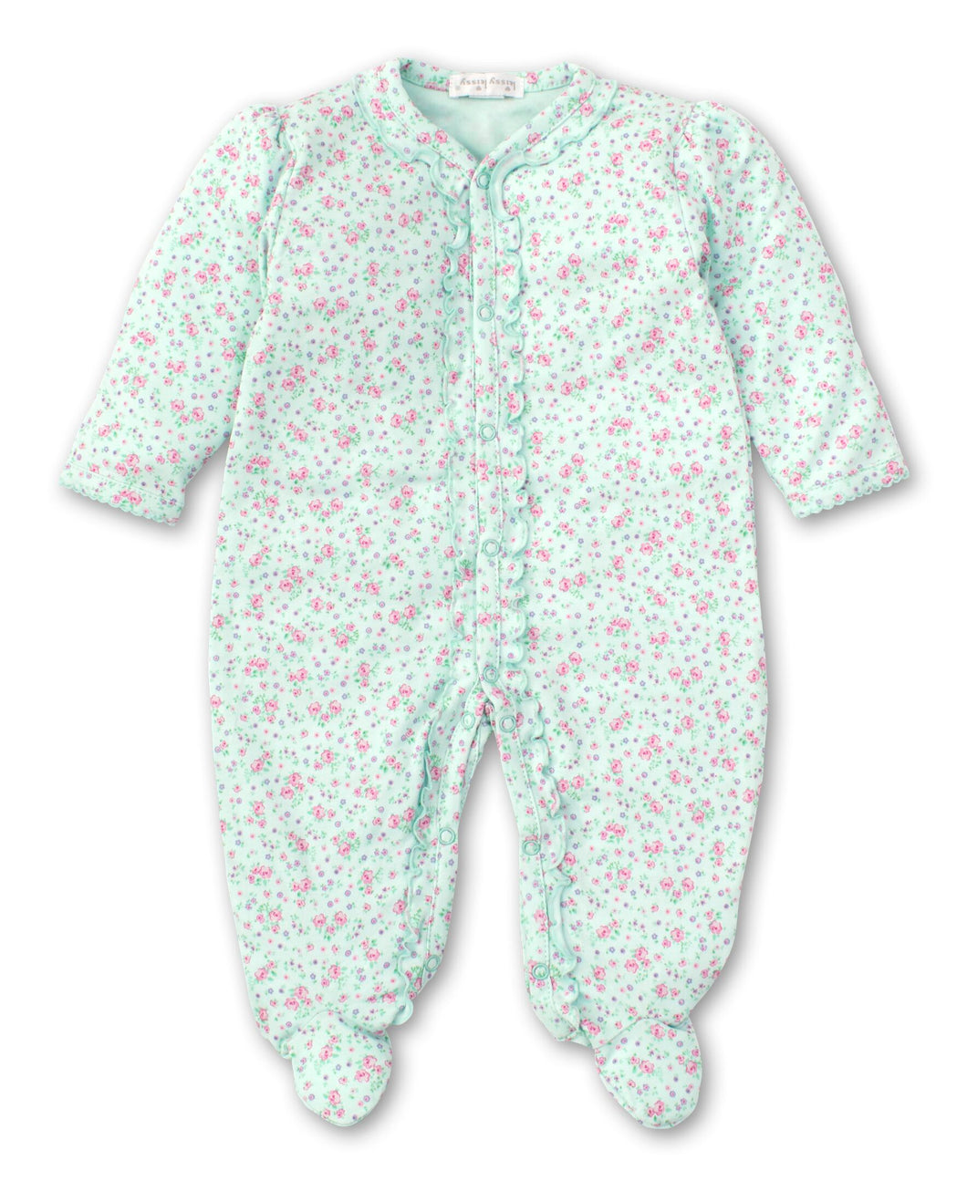 Dusty Rose Footie - Mint Print