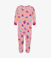 Load image into Gallery viewer, Dancing Cupcakes Organic Cotton Footed Coverall - Candy Pink