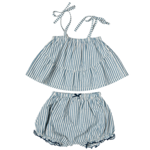 Load image into Gallery viewer, Baby Girls Stella 2-Piece Set - Blue Skinny Stripe