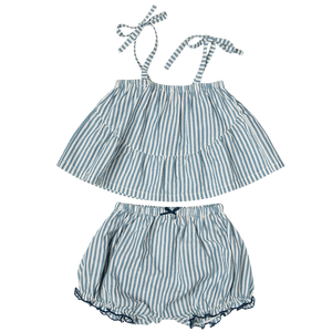 Baby Girls Stella 2-Piece Set - Blue Skinny Stripe